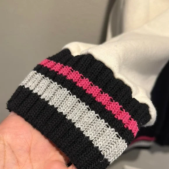 Black and Cream Varsity Jacket with Gold Lettering - Picture 3 of 8